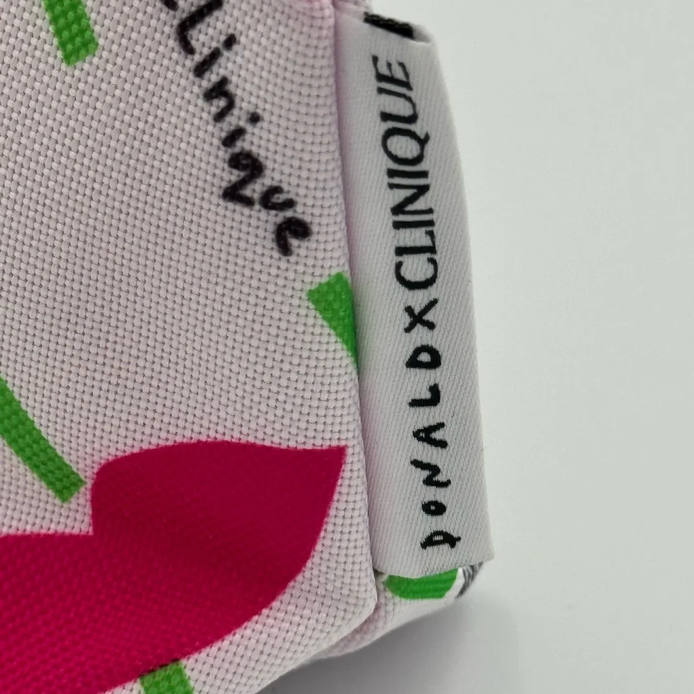 Clinique Donald Robertson Floral Makeup Bag‎ Pink Cosmetic Pouch